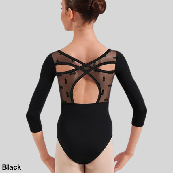 BLOCH OPULENCE FLORAL FLOCK PRINT 3/4 SLEEVE LEOTARD - CHLD #CL60005