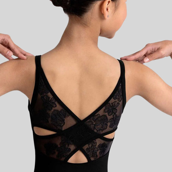 BLOCH JAZZ FLORAL CROSS BACK CAMISOLE LEOTARD - CHILD #CL70004