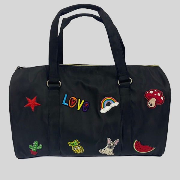 KISSED BY GLITTER DANCE DUFFLE BAG WITH PATCHES - #DS41
