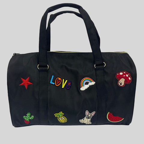 KISSED BY GLITTER DANCE DUFFLE BAG WITH PATCHES - #DS41