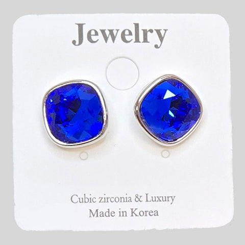 YUNIE CAPRI BLUE SQUARE PIERCED EARRINGS - #E170024F