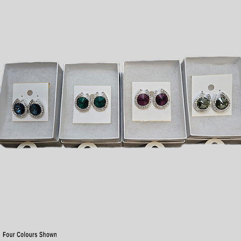 YUNIE TRIANGLE W/CRYSTAL PIERCED EARRINGS - #E270173E