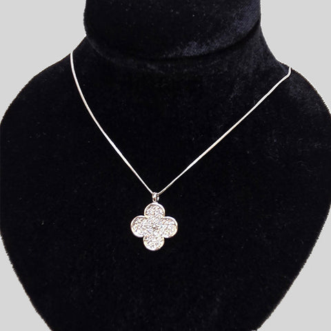 YUNIE SILVER SHAMROCK PENDANT NECKLACE - #N105461K
