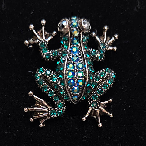 YUNIE FROG W/EMERALD BROOCH - #P090791M