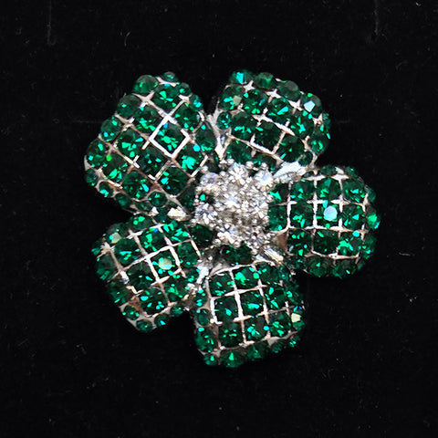 YUNIE EMERALD 5 LEAF CLOVER BROOCH - #P160602E