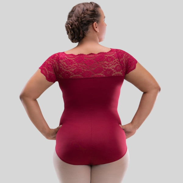 SO DANCA TRICIA CAP SLEEVE WITH LACE CURVY LEOTARD - ADULT #SL196