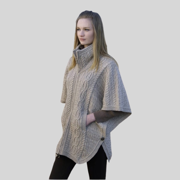 B&I IMPORTS INNISFREE ARAN FUNNEL NECK JACKET - ADULT #X4368