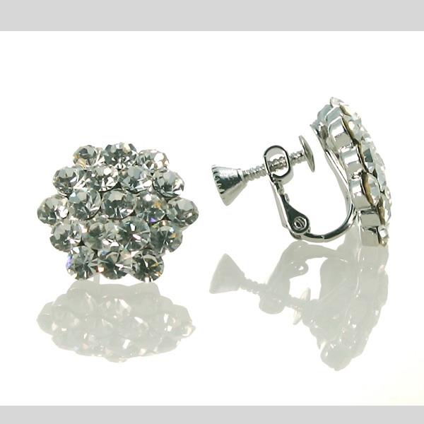 FH2 CLUSTER RHINESTONE EARRINGS, CRYSTAL CLEAR, CLIP-ON - #AZ0015-1