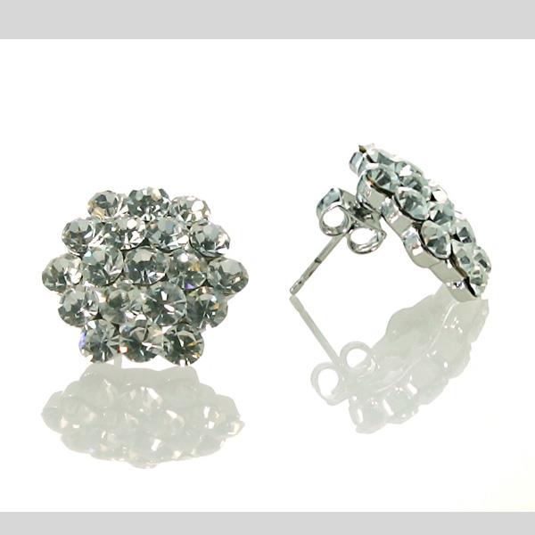 FH2 CLUSTER RHINESTONE EARRINGS, CRYSTAL CLEAR, PIERCED - #AZ0015