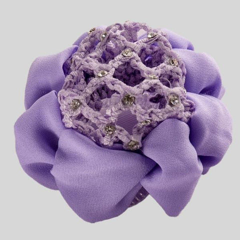 FH2 LILAC RHINESTONE CROCHET BUN COVER WITH CLIPS - #AZ0033-3