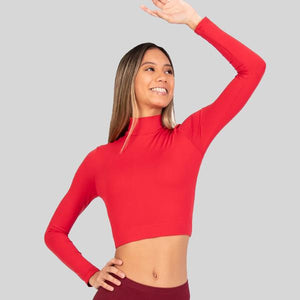 BODY WRAPPERS LONG SLEEVE TURTLENECK MIDRIFF PULLOVER - ADULT #BWP206