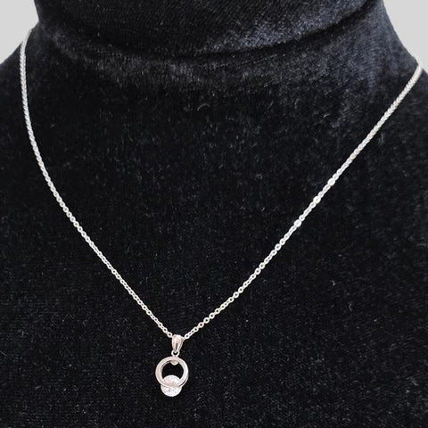 YUNIE CIRCLE W/AB STONE PENDANT NECKLACE - #N075092M