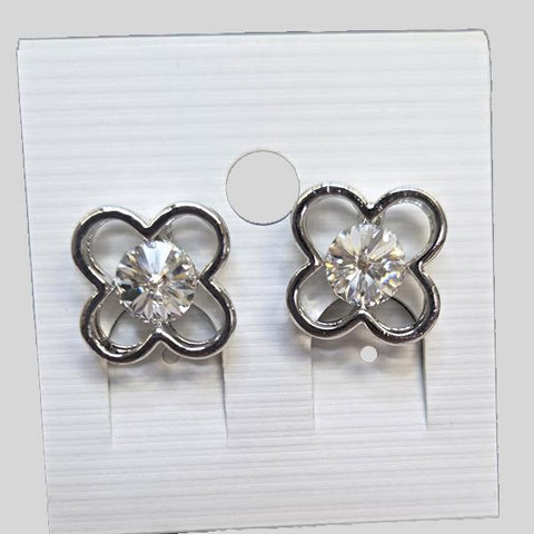 YUNIE 4 PETALS W/STONE PIERCED EARRINGS - #E040362T