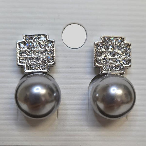 YUNIE PEARL W/STONE PIERCED EARRINGS - #E075351R
