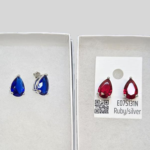 YUNIE TEAR DROP STONE PIERCED EARRINGS - #E075131N