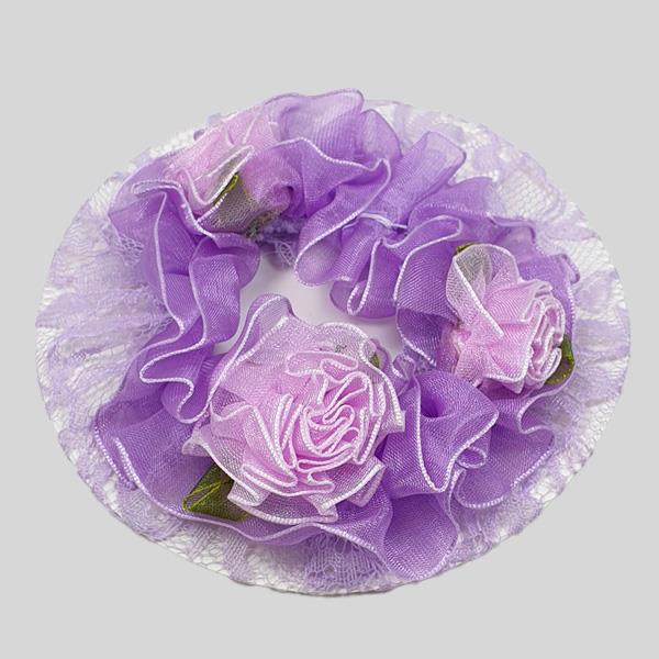 FH2 LILAC LACE BUN COVER WITH ROSE - #BC0052