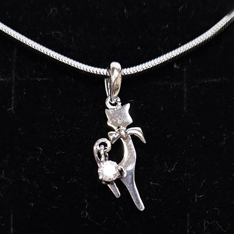 YUNIE SILVER CAT PENDANT NECKLACE - #N040015T