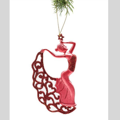 STARLIGHT TRADING RED DANCER WITH GLITTERING DRESS ORNAMENT - #DK3561R