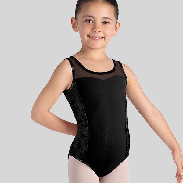 BLOCH AMELIA HAUTE VELVET MESH BACK TANK LEOTARD - CHILD #CL5645