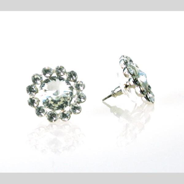 FH2 FLOWER STUD EARRINGS, CRYSTAL, PIERCED - #AZ0049