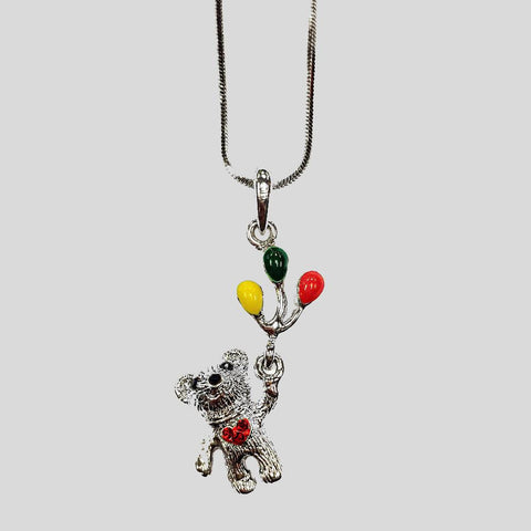 BEAR WITH BALLOONS PENDANT NECKLACE - #N060155R
