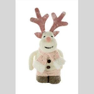 STARLIGHT TRADING 9" REINDEER TABLE PIECE FIGURINE WITH PINK SCARF - #DK0759